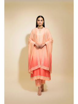 Naseebo - Womens Chanderi Embroidered Peach Kurta with Pant and Dupatta