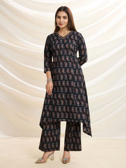 NIKATT - Womens Cotton Printed Black Co-Ord Set