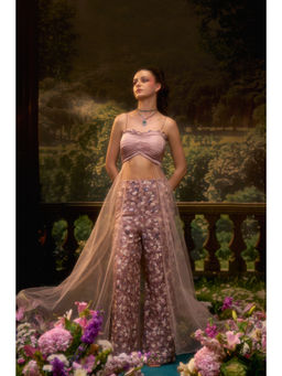 Muskan Aggarwal - Womens Net Sequined Pink Co-Ord Set