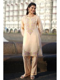 HOUSE OF KARI - Peach Chikankari Embroidered Co-ord Set
