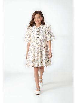 Bella Moda - White Printed Knee Length Dress