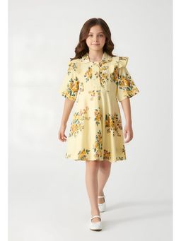 Bella Moda - Yellow Floral Knee Length Dress