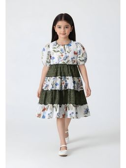 Bella Moda - Green Floral Knee Length Dress