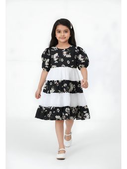 Bella Moda - Black Floral Knee Length Dress