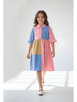 Bella Moda - Multi-Color Colorblock Knee Length Dress