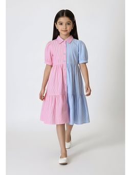 Bella Moda - Multi-Color Colorblock Knee Length Dress