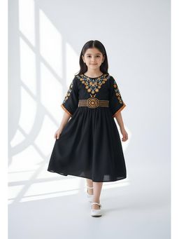 Bella Moda - Black Embroidered Knee Length Dress
