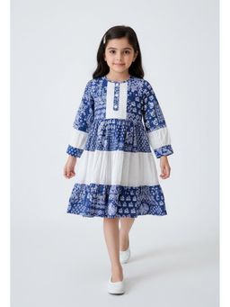 Bella Moda - Blue Printed Knee Length Dress
