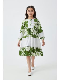 Bella Moda - Green Floral Knee Length Dress