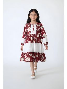 Bella Moda - Maroon Printed Knee Length Dress