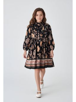 Bella Moda - Black Printed Knee Length Dress