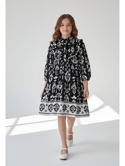 Bella Moda - Black Printed Knee Length Dress
