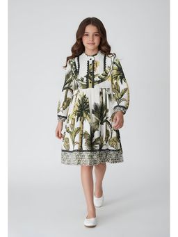 Bella Moda - White Printed Knee Length Dress