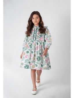 Bella Moda - Green Printed Knee Length Dress