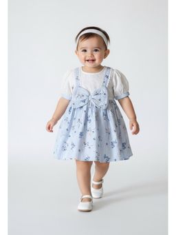 Bella Moda - Blue Printed Knee Length Dress