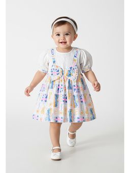 Bella Moda - White Printed Knee Length Dress