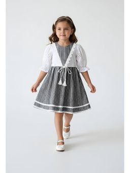 Bella Moda - Black Printed Knee Length Dress with Belt