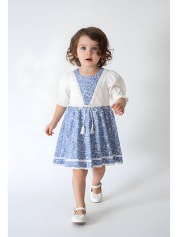 Bella Moda - White Floral Knee Length Dress with Belt