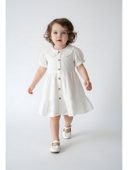 Bella Moda - White Embroidered Knee Length Dress