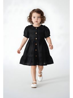 Bella Moda - Black Embroidered Knee Length Dress