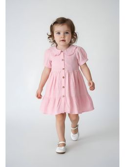 Bella Moda - Pink Embroidered Knee Length Dress