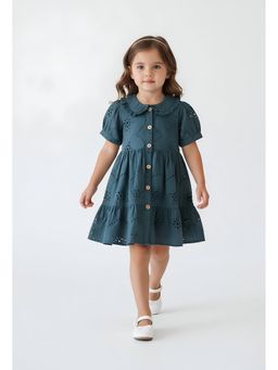 Bella Moda - Green Embroidered Knee Length Dress