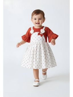 Bella Moda - Maroon Polka Dots Knee Length Dress