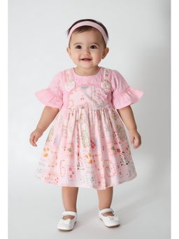 Bella Moda - Pink Printed Knee Length Dress