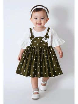 Bella Moda - Olive Polka Dots Knee Length Dress