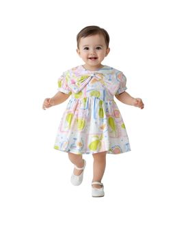 Bella Moda - White Printed Knee Length Dress