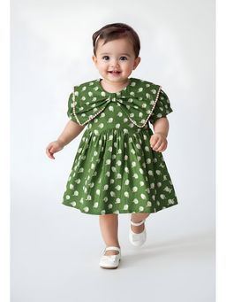 Bella Moda - Green Printed Knee Length Dress