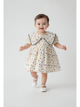 Bella Moda - Beige Printed Knee Length Dress