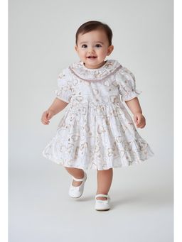 Bella Moda - White Printed Knee Length Dress