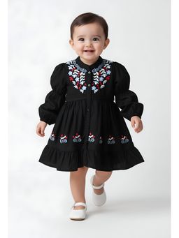 Bella Moda - Black Embroidered Knee Length Dress