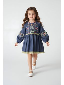 Bella Moda - Grey Embroidered Knee Length Dress