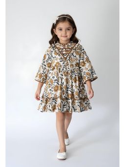 Bella Moda - Brown Printed Knee Length Dress