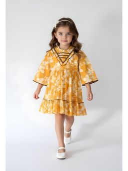 Bella Moda - Yellow Floral Knee Length Dress