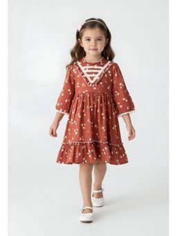 Bella Moda - Rust Printed Knee Length Dress