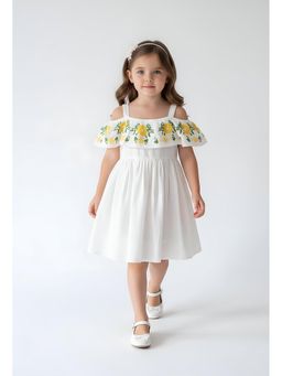 Bella Moda - White Embroidered Knee Length Dress