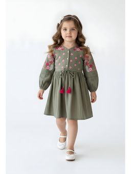 Bella Moda - Grey Embroidered Knee Length Dress