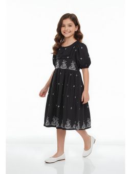Bella Moda - Black Embroidered Knee Length Dress