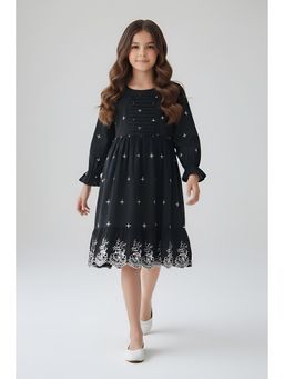 Bella Moda - Black Embroidered Knee Length Dress