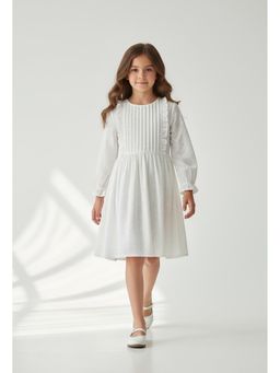 Bella Moda - White Embroidered Knee Length Dress