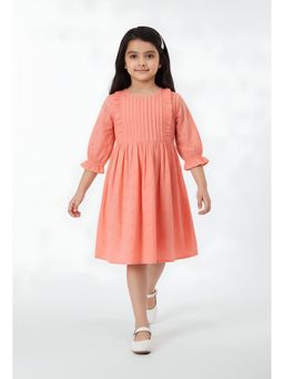 Bella Moda - Peach Embroidered Knee Length Dress