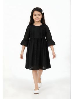 Bella Moda - Black Embroidered Knee Length Dress