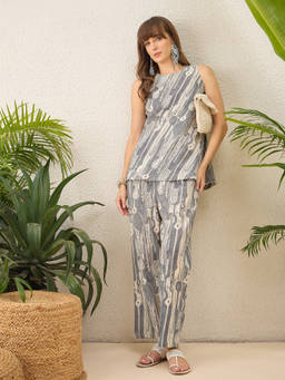 Shaily - Women Blue Printed Cotton Co-Ord Set