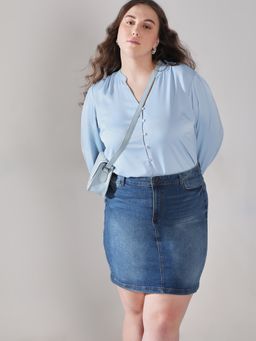 VERO MODA - Curve Powder Blue V-Neck Top