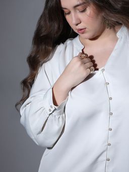 VERO MODA - Curve White V-Neck Top