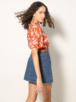 VERO MODA - Brown Printed Cotton Top