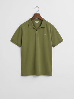 GANT - Boys Green Solid Regular Fit Shield Pique Polo T-Shirt